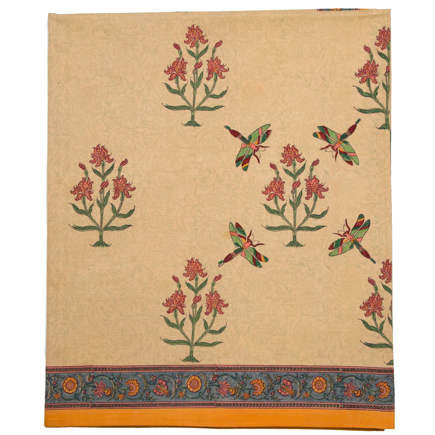 Dragonfly Floral Flat and Fitted Sheets - Mustard Yellow